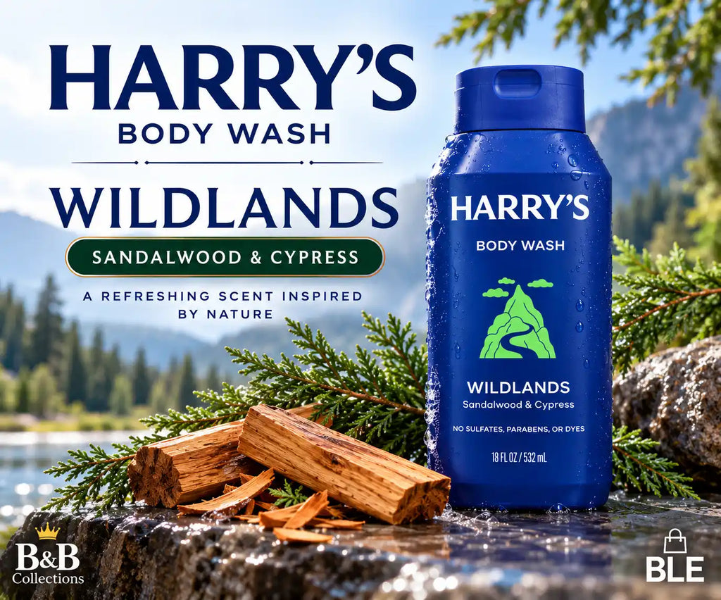 Harry’s Wildlands Body Wash, Sandalwood & Cypress, No Sulfates, Parabens or Dyes, 18 fl oz Each, 3 Pack, 54 fl oz Total