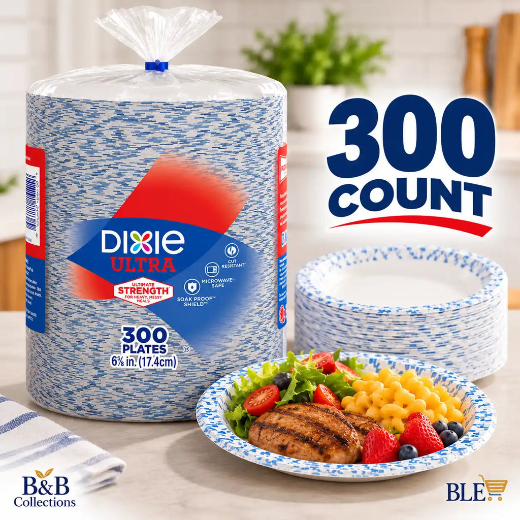 Dixie Ultra Heavy Duty Paper Plates, 6⅞ Inch (17.4 cm), Disposable Plates, 300 Count