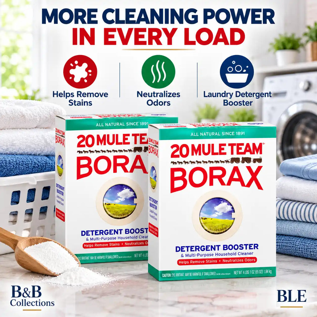 20 Mule Team Borax All Natural Laundry Detergent Booster & Multi-Purpose Household Cleaner, Helps Remove Stains & Neutralize Odors, 65 oz (Pack of 2)