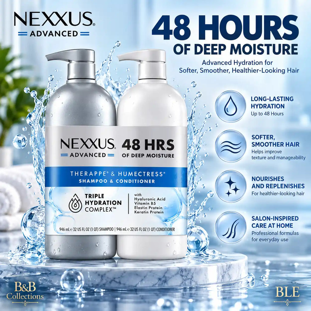 Nexxus Advanced Therappe & Humectress Shampoo and Conditioner Set, Triple Hydration Complex with Hyaluronic Acid, Vitamin B5, Elastin & Keratin Protein, 48-Hour Deep Moisture, 32 fl oz Each, 2-Pack