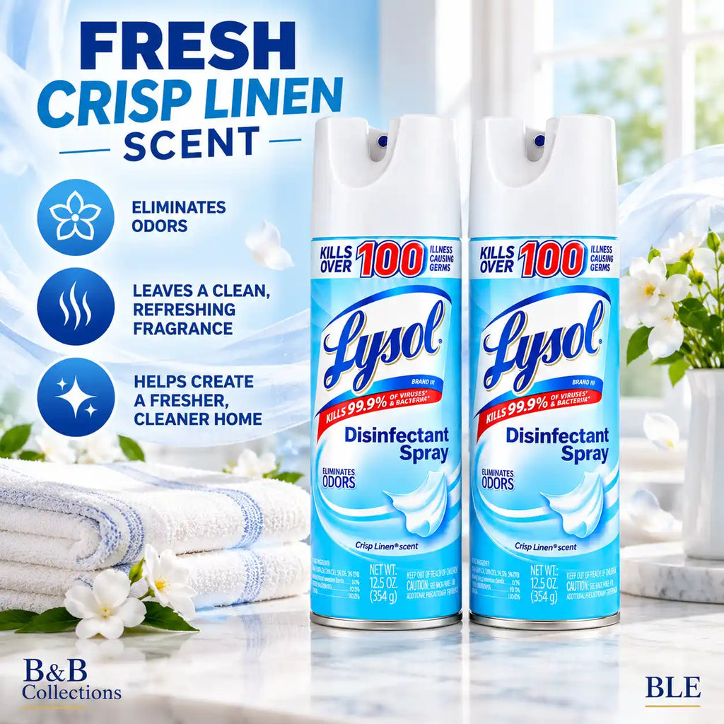 Lysol Disinfectant Spray, Crisp Linen Scent, Kills 99.9% of Viruses & Bacteria, Eliminates Odors, 12.5 oz Cans (Pack of 2)