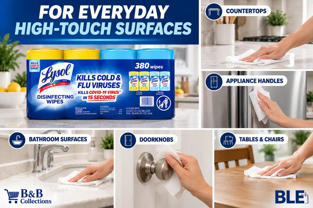 Lysol Disinfecting Wipes, Kills Cold & Flu Viruses, 4-Pack, 380 Wipes Total