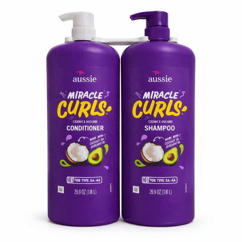Aussie Miracle Curls Shampoo and Conditioner Set, Coconut & Avocado Oil, Hydrating & Frizz Control for Curly Hair, 2 Pack