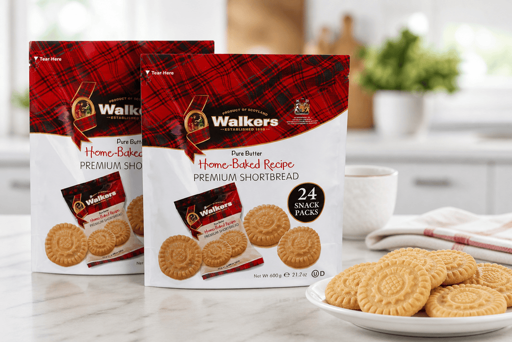 Walkers Pure Butter Shortbread Cookies, Home-Baked Recipe, 24 Snack Packs per Bag (2-Pack Bundle), Premium Scottish Shortbread, Individually Wrapped