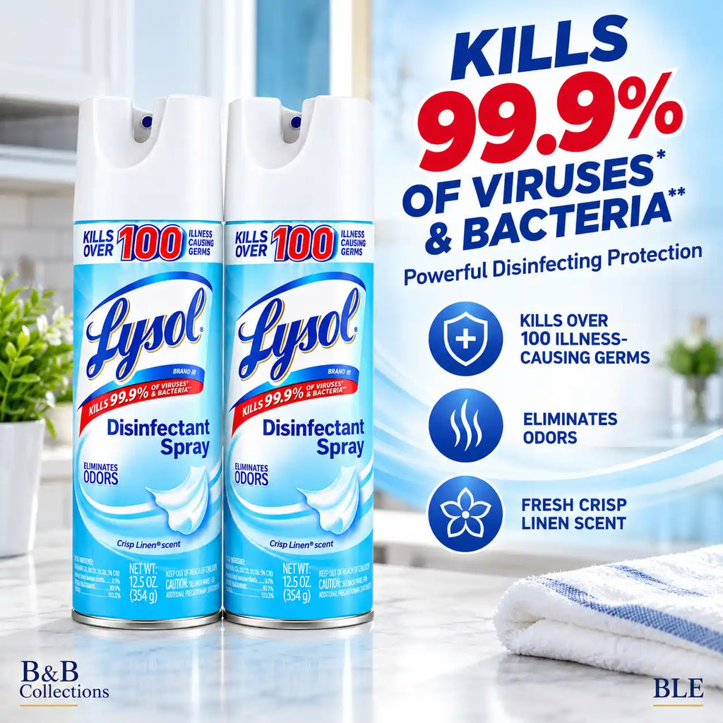 Lysol Disinfectant Spray, Crisp Linen Scent, Kills 99.9% of Viruses & Bacteria, Eliminates Odors, 12.5 oz Cans (Pack of 2)