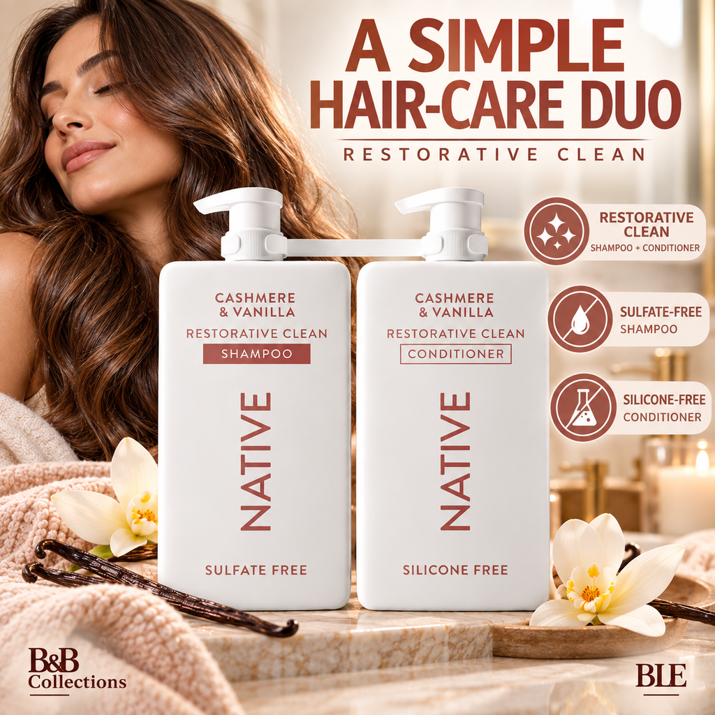 Native Cashmere & Vanilla Restorative Clean Shampoo & Conditioner Set, Sulfate-Free Shampoo & Silicone-Free Conditioner, 2 Pack