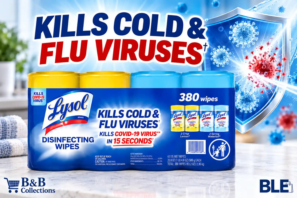 Lysol Disinfecting Wipes, Kills Cold & Flu Viruses, 4-Pack, 380 Wipes Total