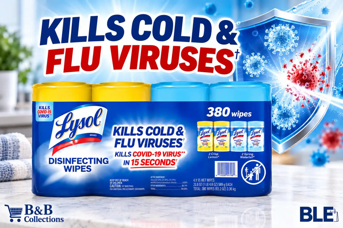 Lysol Disinfecting Wipes, Kills Cold & Flu Viruses, 4-Pack, 380 Wipes Total