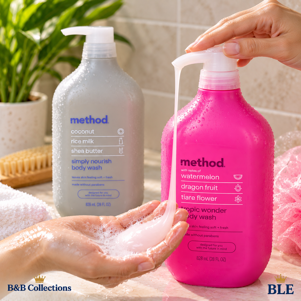 Method Body Wash 2-Pack, Tropic Wonder & Simply Nourish, 28 fl oz Each, Paraben-Free Body Wash with Watermelon, Coconut Milk & Shea Butter, 56 fl oz Total