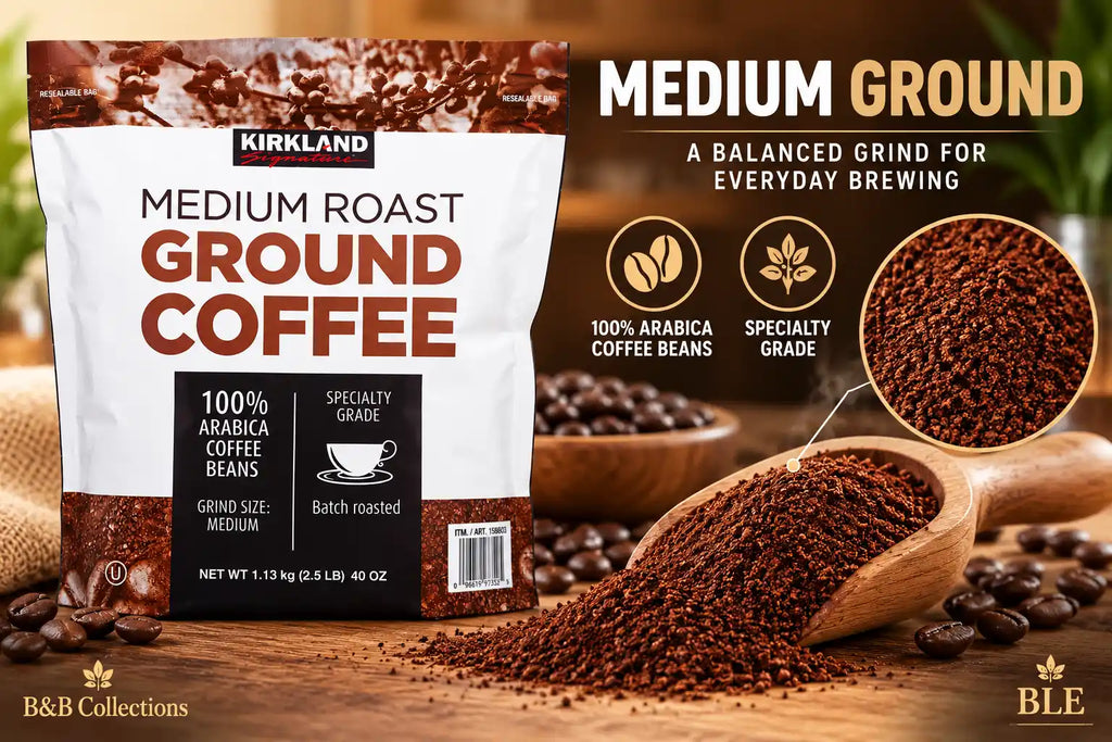 Kirkland Signature Medium Roast Ground Coffee, 100% Arabica Beans, Specialty Grade, Medium Grind, Batch Roasted, 40 oz (2.5 lb), Resealable Bag