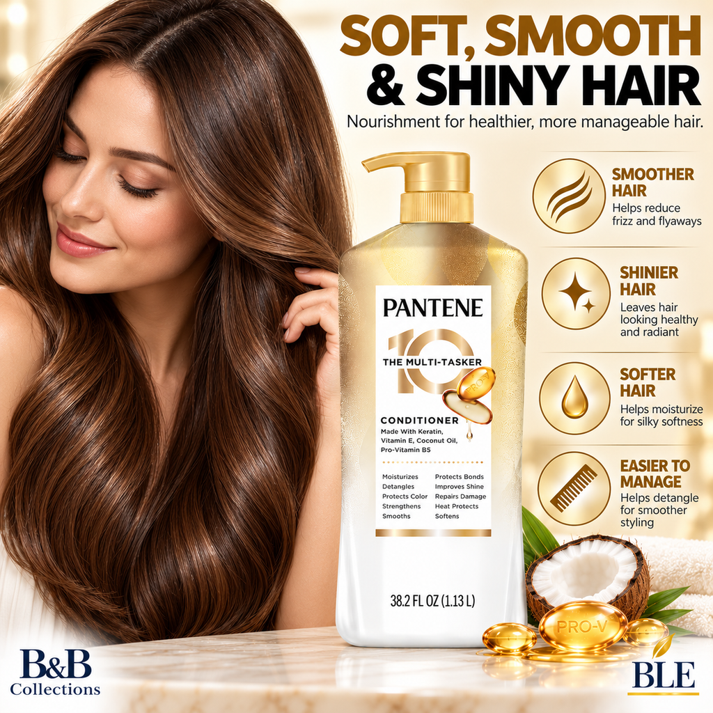 Pantene Pro-V 10 in 1 Multi-Tasker Conditioner, Keratin, Vitamin E & Coconut Oil, Moisturizing & Strengthening Hair Care, 38.2 fl oz
