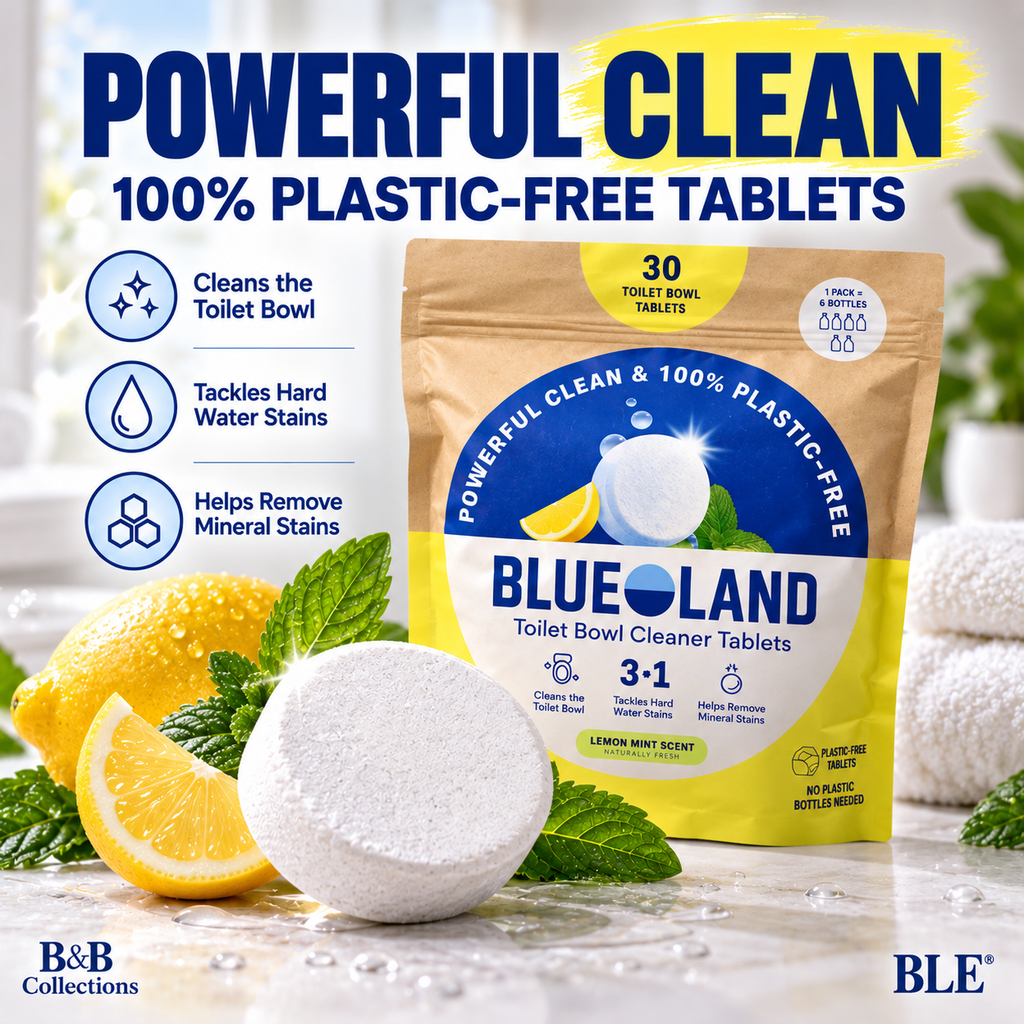 Blueland Toilet Bowl Cleaner Tablets, Lemon Mint Scent, 30 Count, 3-in-1 Plastic-Free Toilet Cleaning Tablets for Hard Water & Mineral Stains