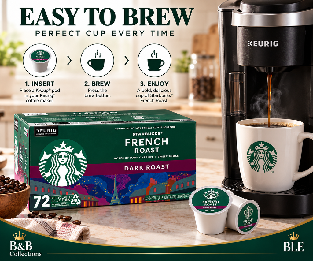 Starbucks French Roast Dark Roast Coffee K-Cup Pods, Keurig Compatible, 72 Count
