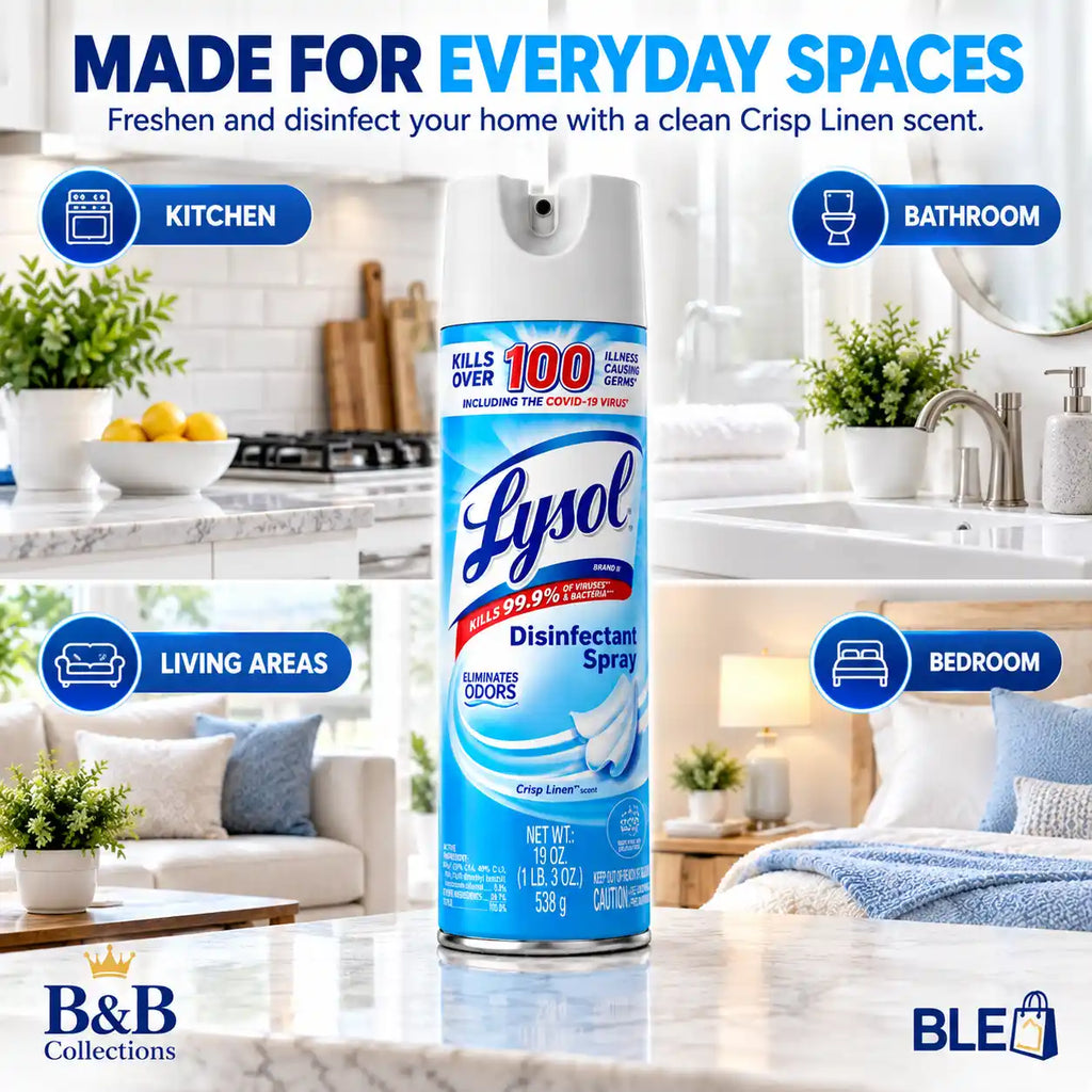 Lysol Disinfectant Spray, Crisp Linen Scent, Eliminates Odors, 19 oz (538 g)