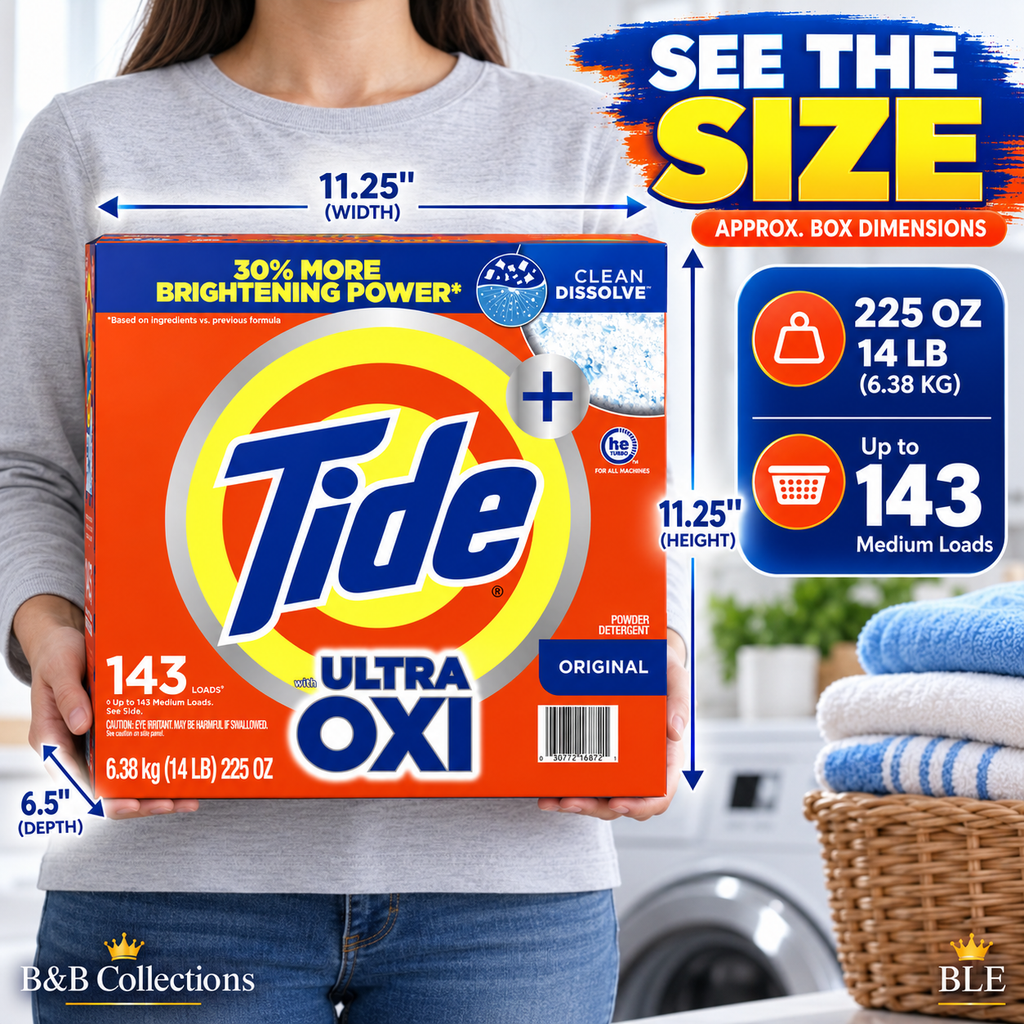 Tide Ultra OXI Original Powder Laundry Detergent, HE Compatible, Clean Dissolve, 143 Loads, 225 oz (14 lb)