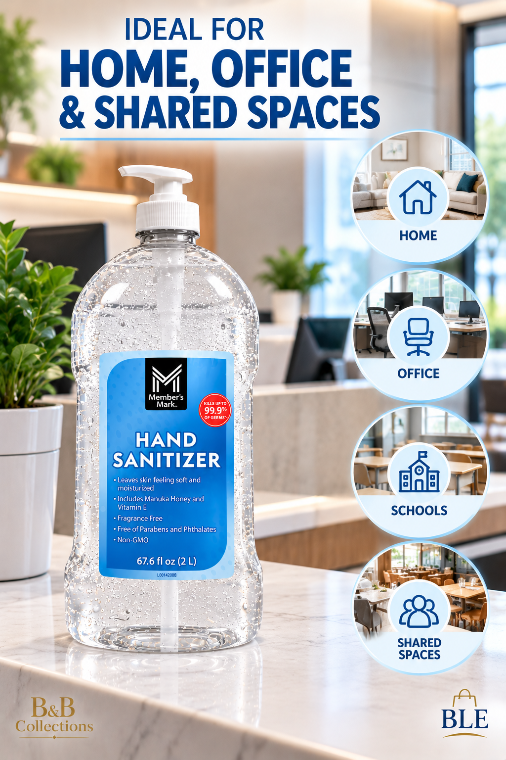 c, 67.6 fl oz (2 L) – Kills 99.9% of Germs, Fragrance-Free, with Manuka Honey & Vitamin E