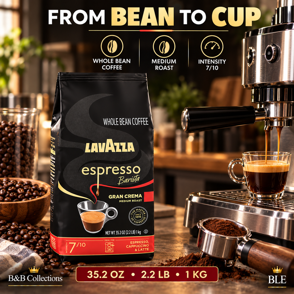 Lavazza Espresso Barista Gran Crema Whole Bean Coffee, Medium Roast, Intensity 7/10, 35.2 oz (2.2 lb / 1 kg)