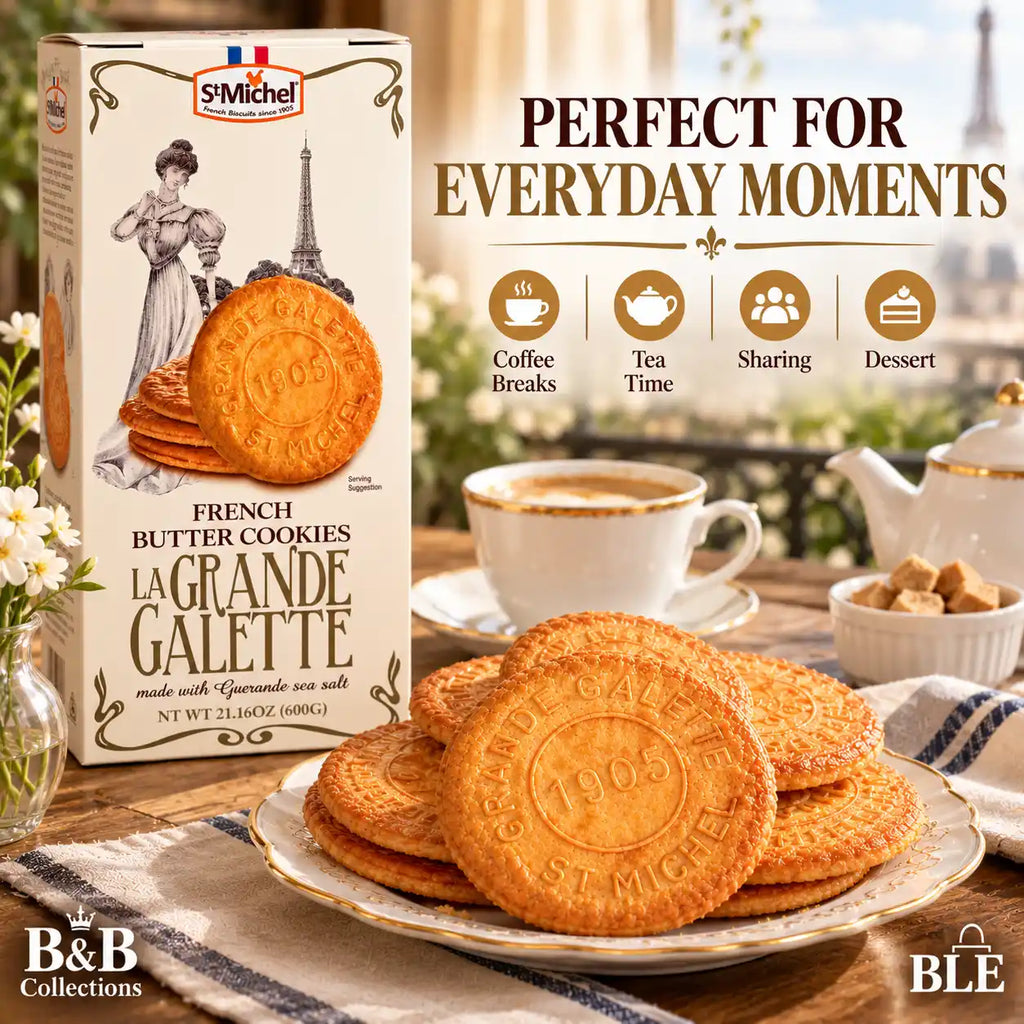 St Michel La Grande Galette French Butter Cookies with Guérande Sea Salt, 21.16 oz (600 g)