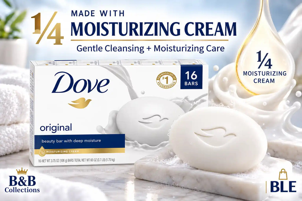 Dove Original Beauty Bar with Deep Moisture, ¼ Moisturizing Cream, 3.75 oz Bars, 16 Count, 60 oz Total