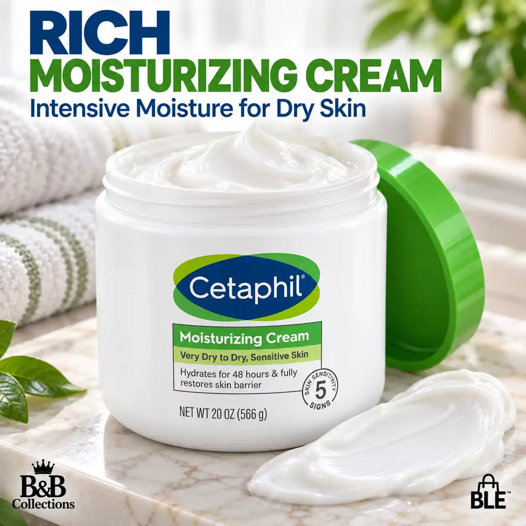 Cetaphil Moisturizing Cream for Very Dry to Dry Sensitive Skin, 48-Hour Hydration & Skin Barrier Support, 20 oz (566 g)