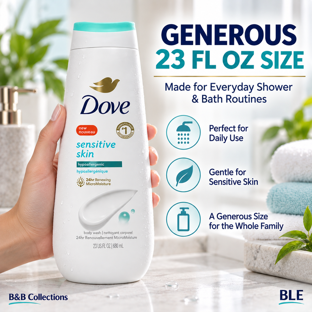 Dove Sensitive Skin Body Wash, Hypoallergenic, 23 fl oz