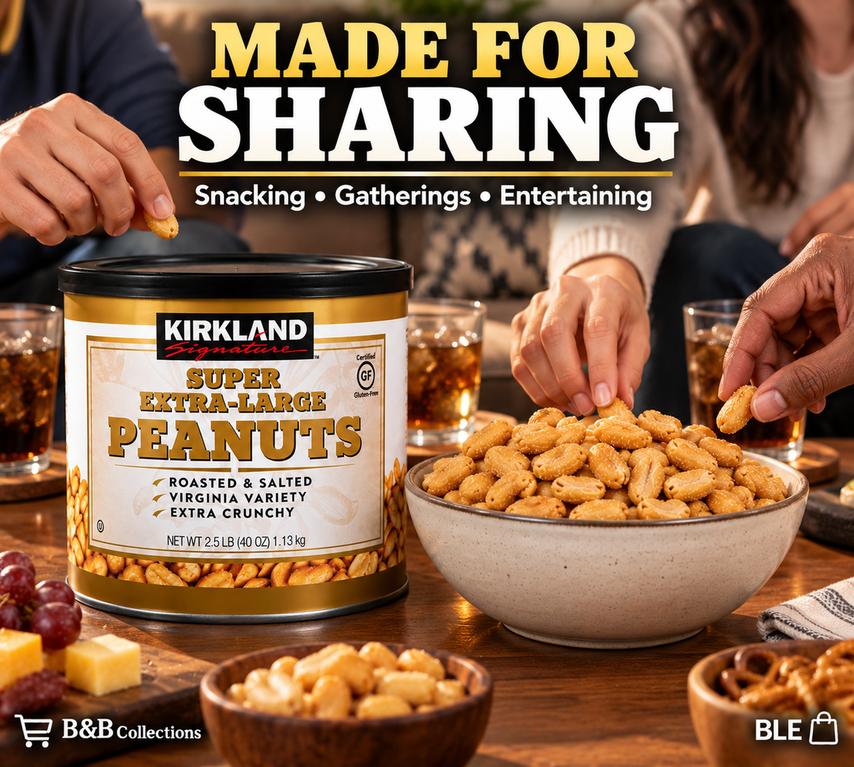 Kirkland Signature Super Extra-Large Peanuts, Roasted & Salted Virginia Variety, Extra Crunchy, 2.5 lb (40 oz)