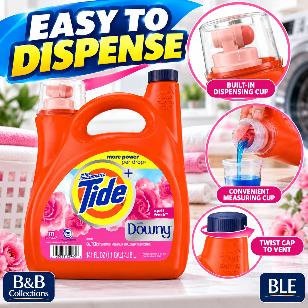 Tide Ultra Concentrated Liquid Laundry Detergent with Downy, April Fresh, HE Compatible, 111 Loads, 141 fl oz
