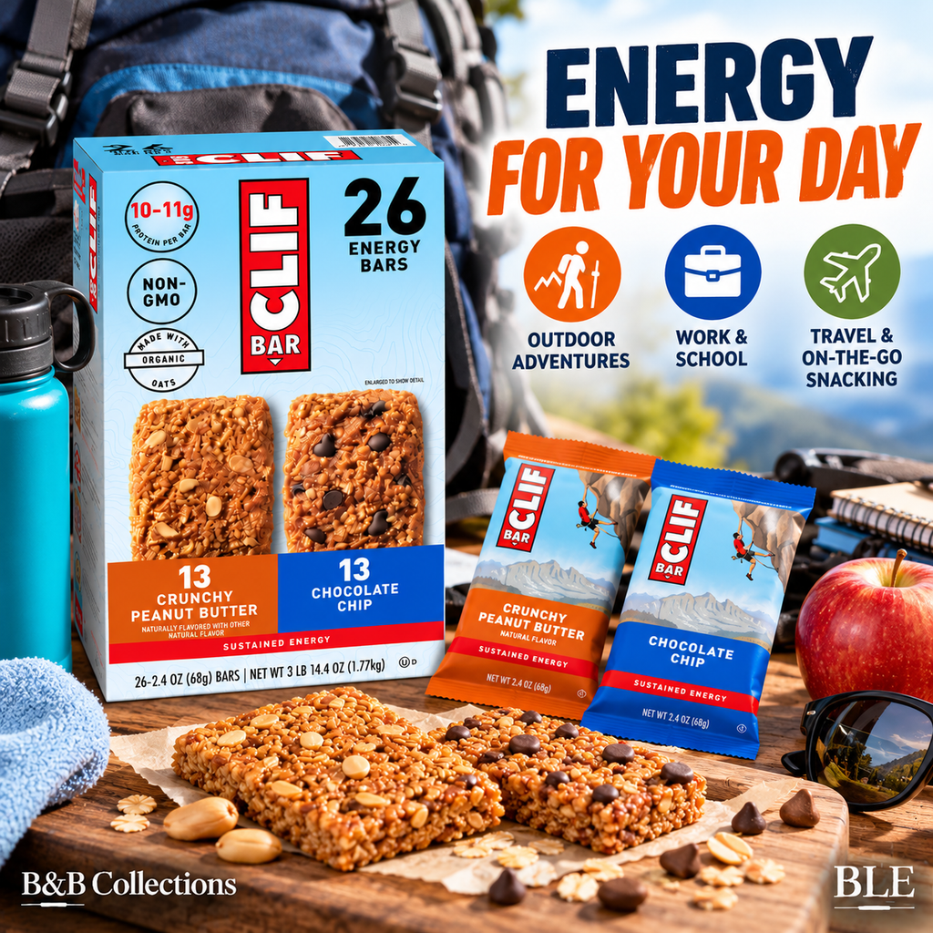CLIF BAR Energy Bar Variety Pack, Crunchy Peanut Butter & Chocolate Chip, 2.4 oz Each, 26 Count