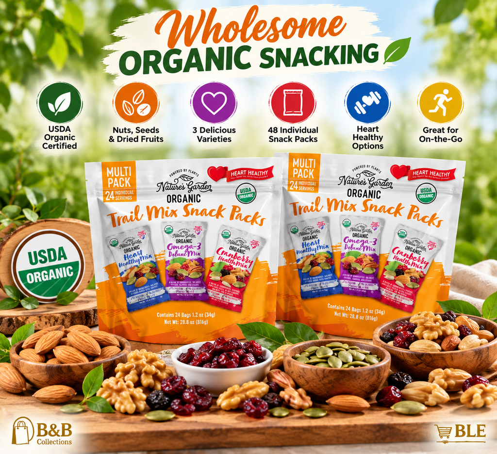 Nature's Garden Organic Trail Mix Snack Packs, 48 Individual Bags, 2-Pack, Heart Healthy Nut & Fruit Mix Variety, 1.2 oz Each