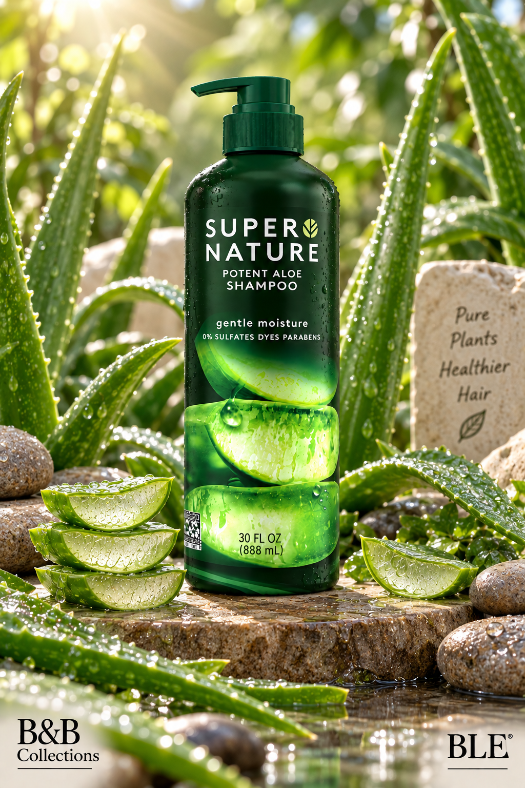 Super Nature Potent Aloe Gentle Moisture Shampoo – Sulfate & Paraben Free, Hydrating Hair Care, 30 fl oz (888 mL)