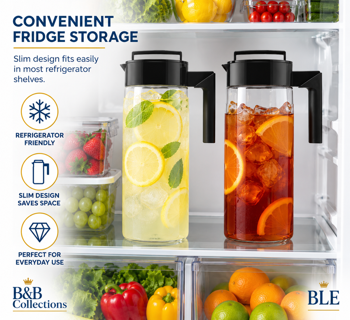 Takeya 2 QT Airtight Pitcher, Shatterproof Leakproof Beverage Container with Lid, Handle & Pour Spout, BPA-Free Plastic, 64 oz, 2 Pack