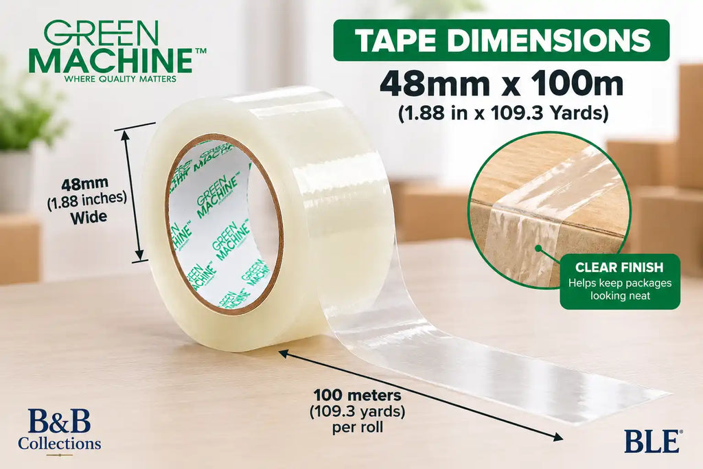 Green Machine C180 Clear Packing Tape, 48mm x 100m (1.88 in x 109.3 Yards), Packaging and Shipping Tape, 6 Rolls