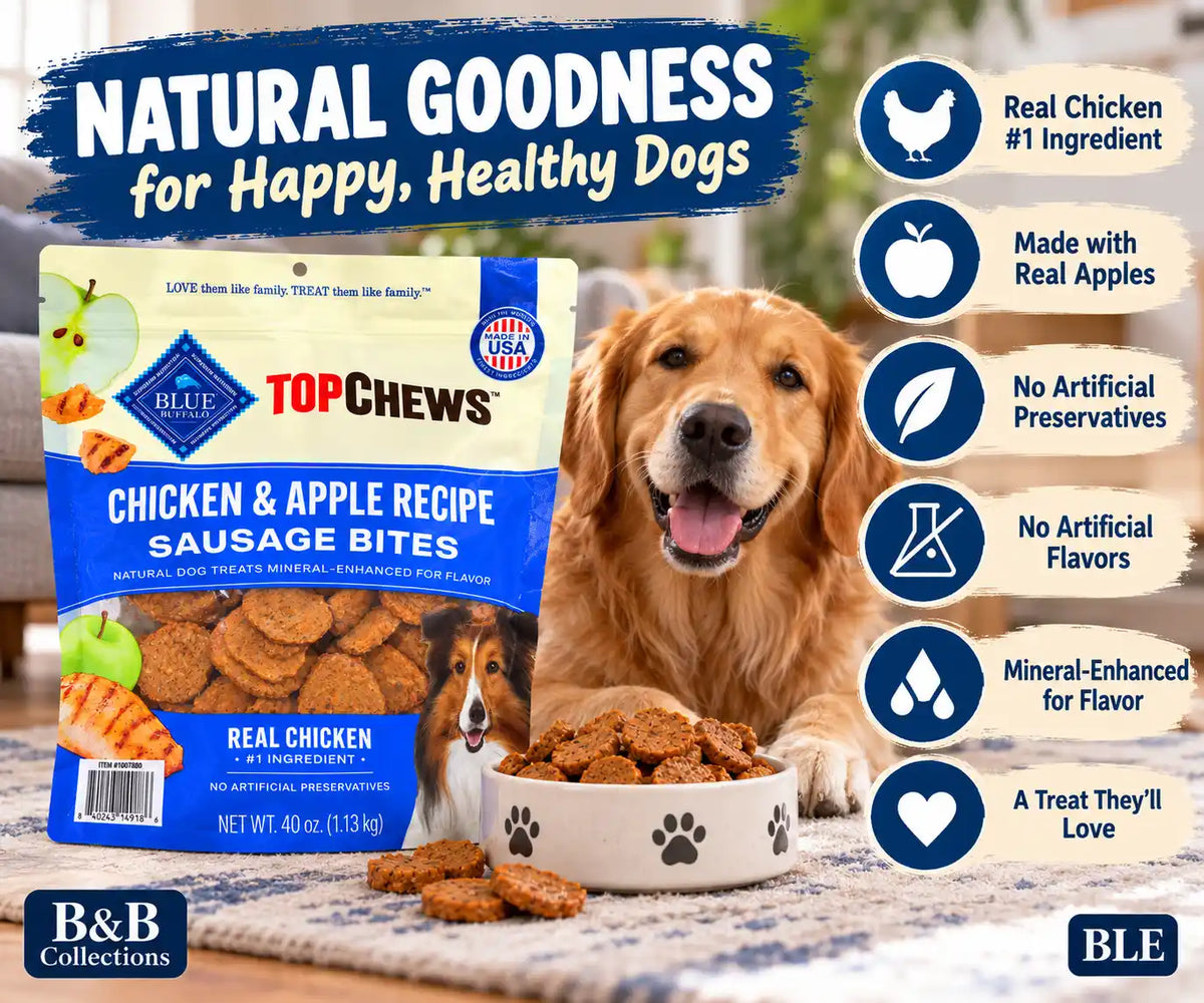 Blue Buffalo Top Chews Chicken & Apple Recipe Sausage Bites Dog Treats, Real Chicken #1 Ingredient, 40 oz (2.5 lb)