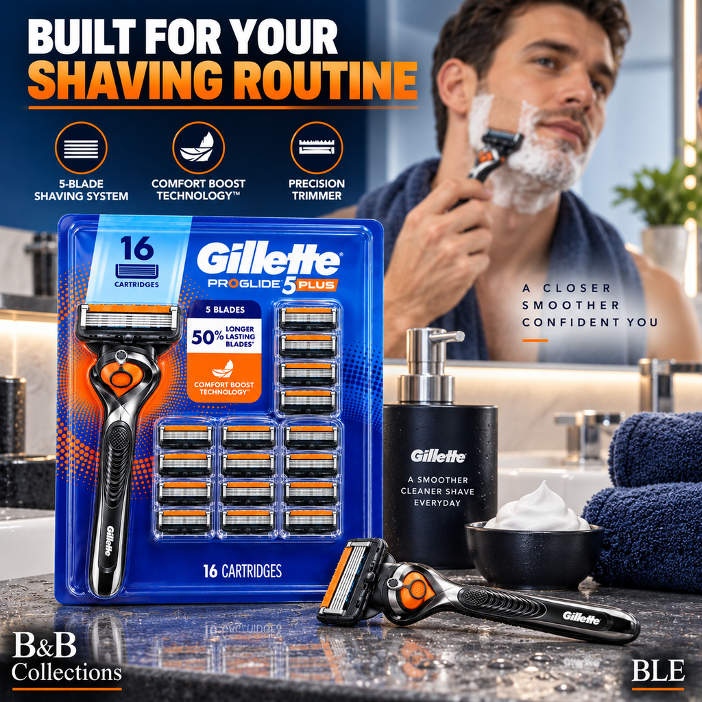 Gillette ProGlide 5 Plus Men’s Razor with 16 Cartridges, 5-Blade Shaving System, Comfort Boost Technology & Precision Trimmer