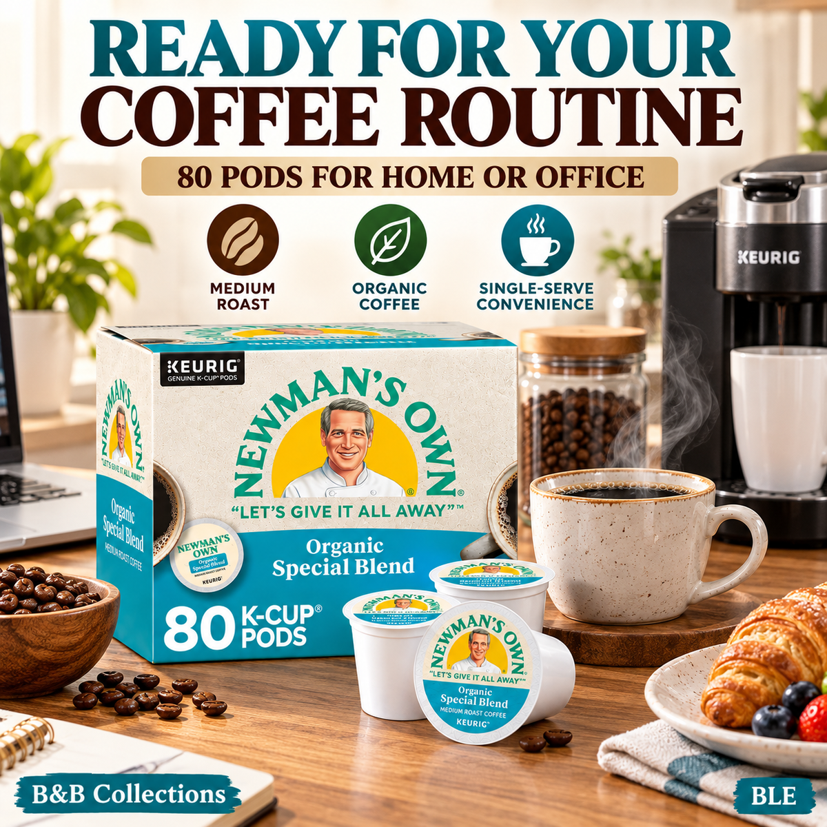 Newman’s Own Organics Special Blend Coffee K-Cup Pods, Medium Roast, Keurig Compatible, 80 Count