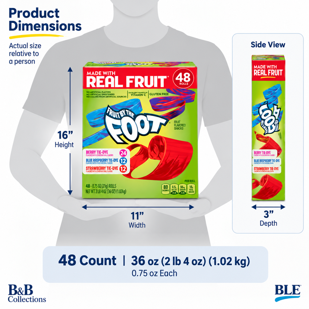 General Mills Fruit by the Foot Fruit Flavored Snacks, Variety Pack, 0.75 oz Rolls, 48 Count