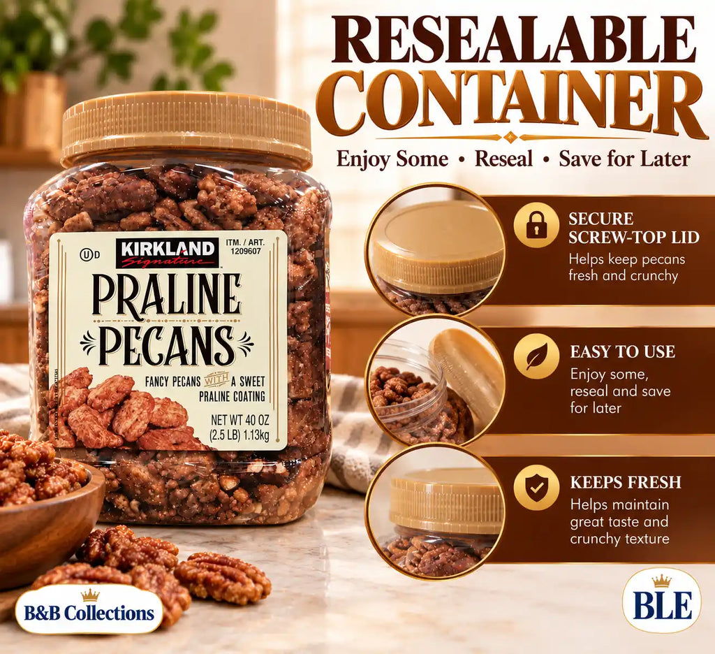 Kirkland Signature Praline Pecans, Fancy Pecans with Sweet Praline Coating, 40 oz Each, 2 Pack, 80 oz Total