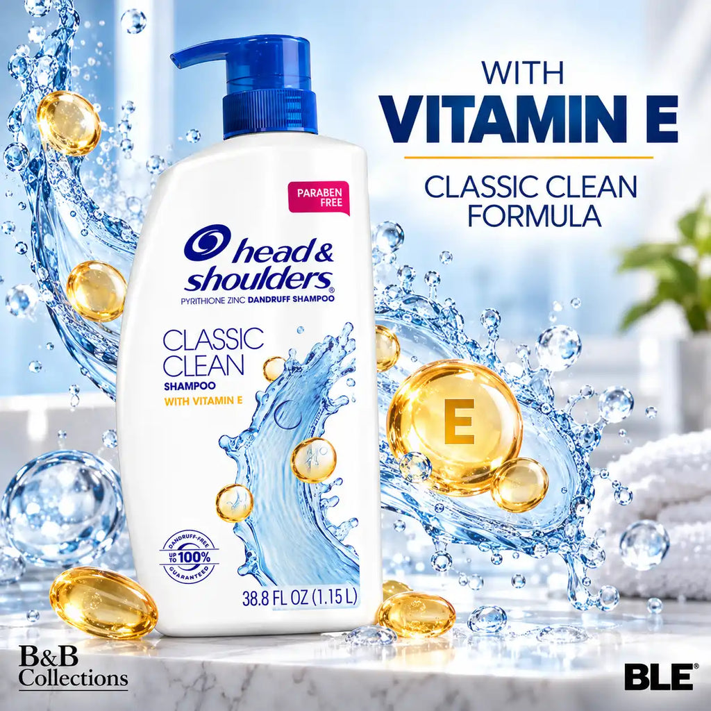 Head & Shoulders Classic Clean Anti-Dandruff Shampoo with Vitamin E, Paraben-Free, Daily Scalp Care, 38.8 fl oz (1.15 L)