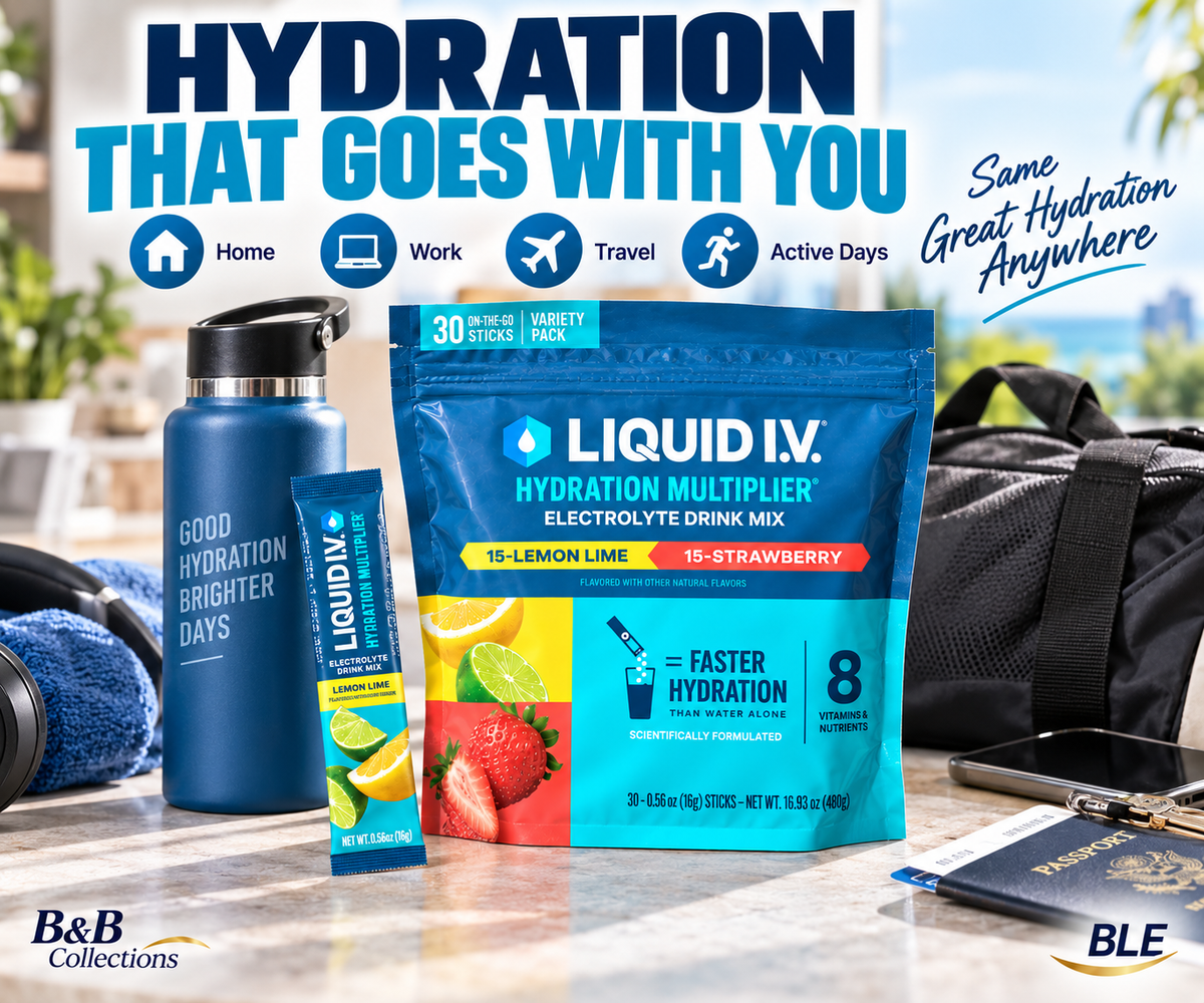 Liquid I.V. Hydration Multiplier Electrolyte Drink Mix, Lemon Lime & Strawberry Variety Pack, 30 Sticks