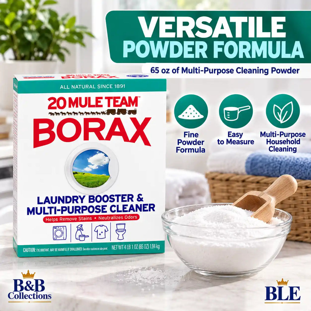 20 Mule Team Borax Laundry Booster & Multi-Purpose Household Cleaner, Helps Remove Stains & Neutralize Odors, All Natural, 4 lb (65 oz / 1.84 kg)