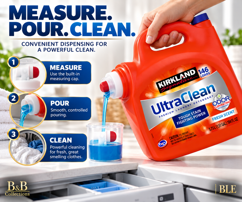 Kirkland Signature UltraClean HE Liquid Laundry Detergent, Fresh Scent, 146 Loads, 194 fl oz