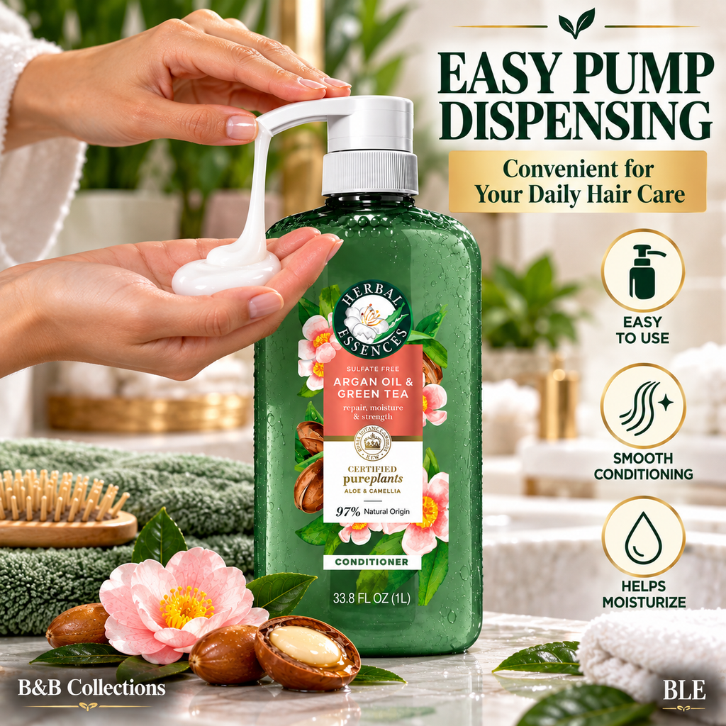 Herbal Essences Argan Oil & Green Tea Conditioner, Sulfate Free, Repair, Moisture & Strength, 97% Natural Origin, 33.8 fl oz (1 L)