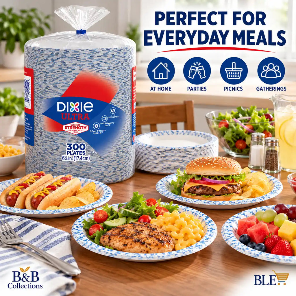 Dixie Ultra Heavy Duty Paper Plates, 6⅞ Inch (17.4 cm), Disposable Plates, 300 Count