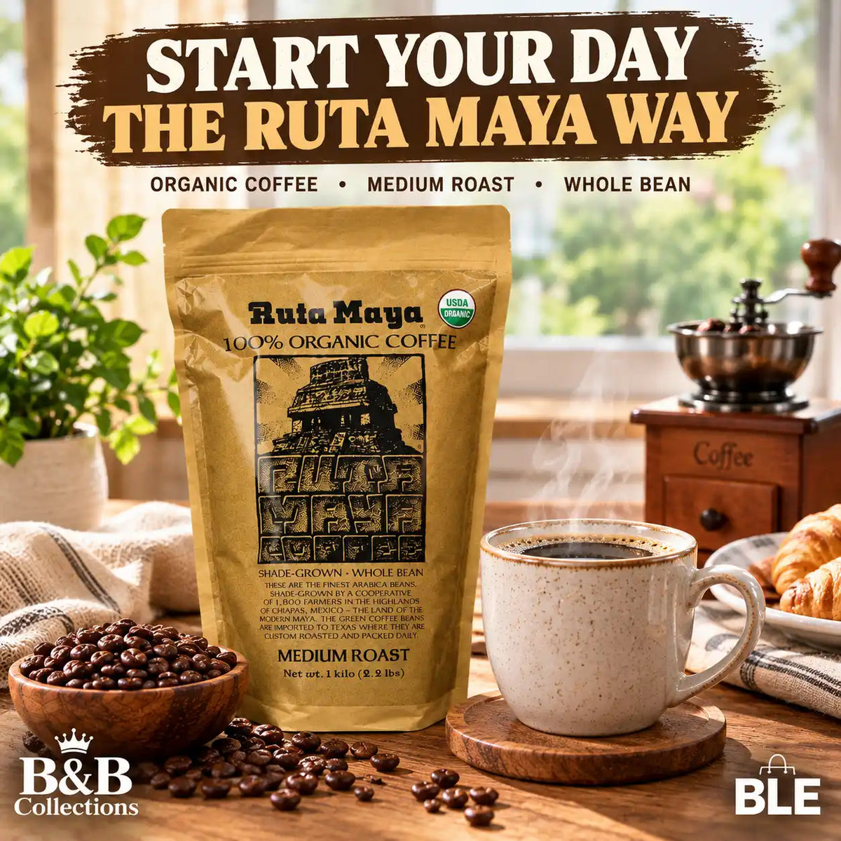 Ruta Maya Organic Coffee Medium Roast 2.2 Pounds