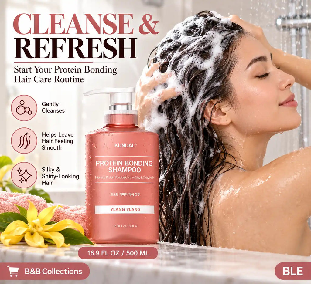 KUNDAL Protein Bonding Shampoo & Treatment Set, Ylang Ylang Scent, Intensive Hair Care for Silky & Shiny Hair, 500 ml Shampoo + 250 ml Treatment, 2-Piece Set