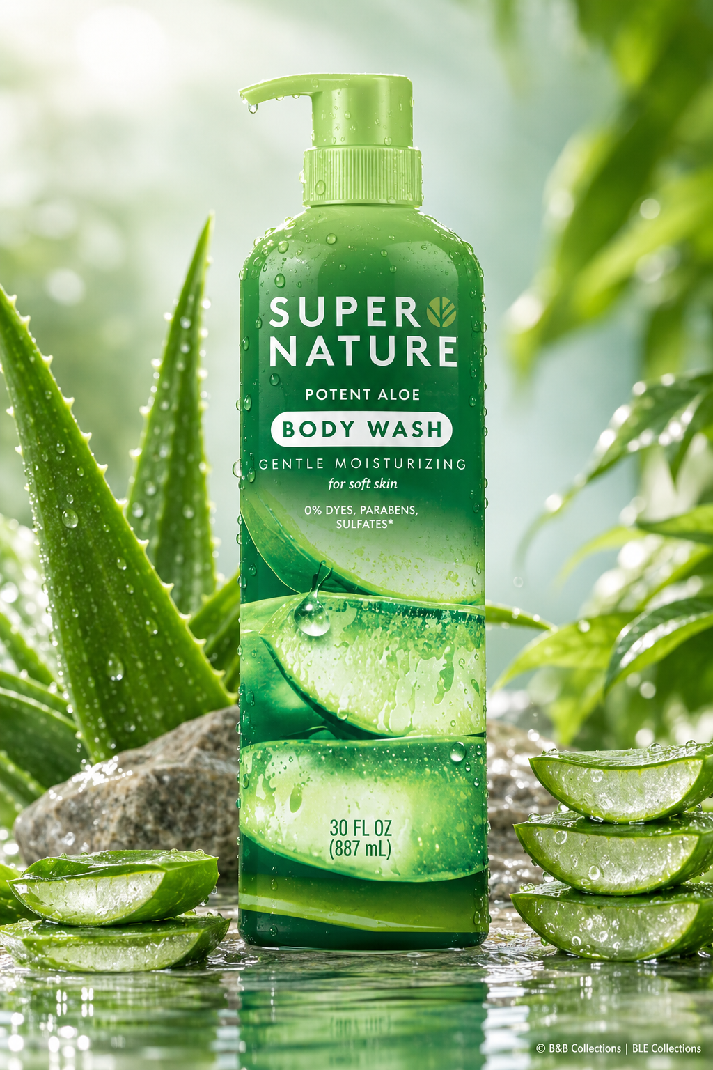 Super Nature Potent Aloe Body Wash, Gentle Moisturizing Body Cleanser, Aloe Vera, Sulfate Free, 30 fl oz