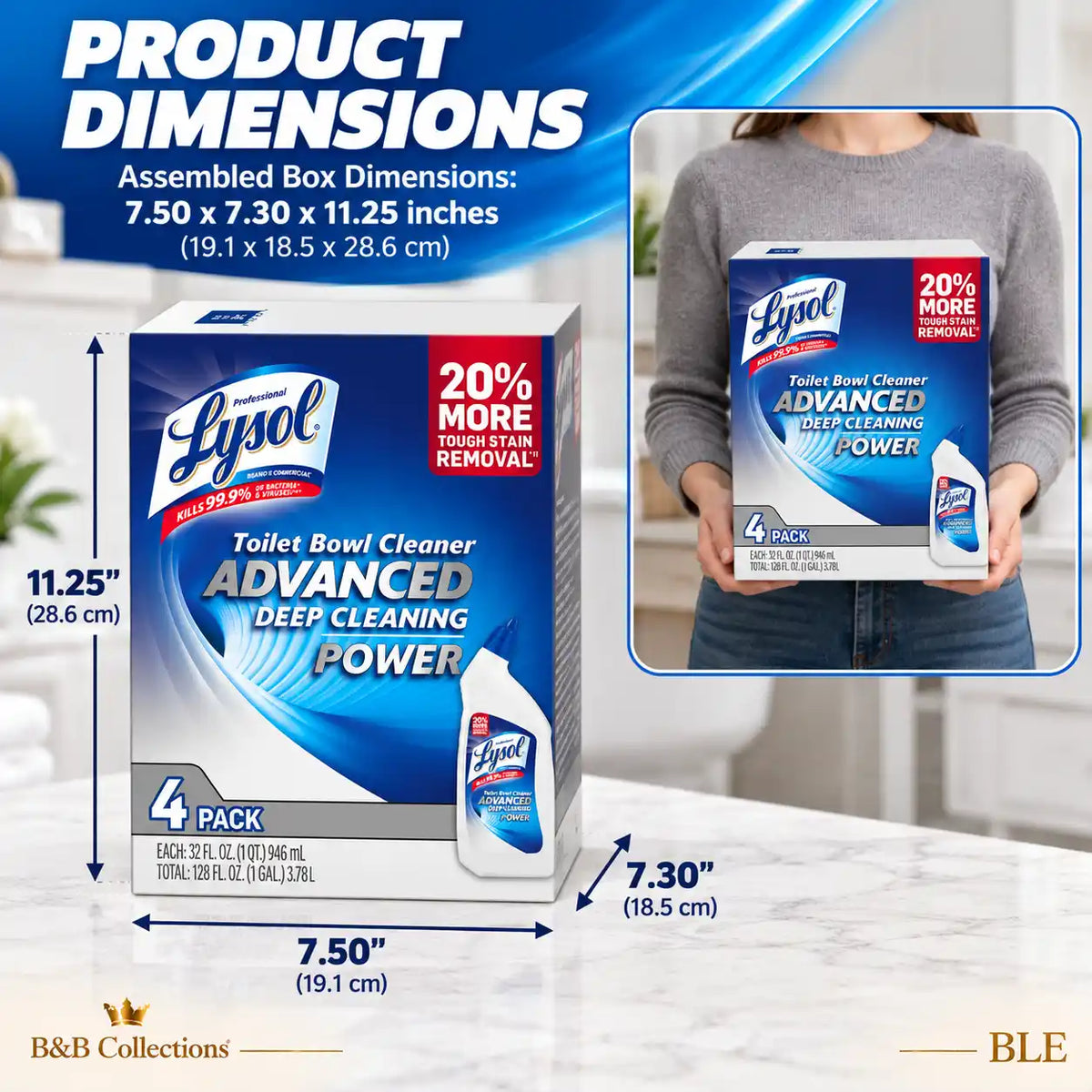 Lysol Advanced Deep Cleaning Power Toilet Bowl Cleaner, 20% More Tough Stain Removal, 32 fl oz Bottles, 4-Pack (128 fl oz Total)