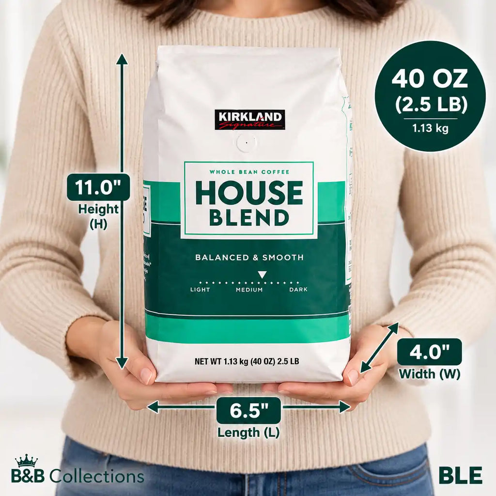 Kirkland Signature House Blend Whole Bean Coffee, Medium Roast, Balanced & Smooth, 40 oz (2.5 lb / 1.13 kg)
