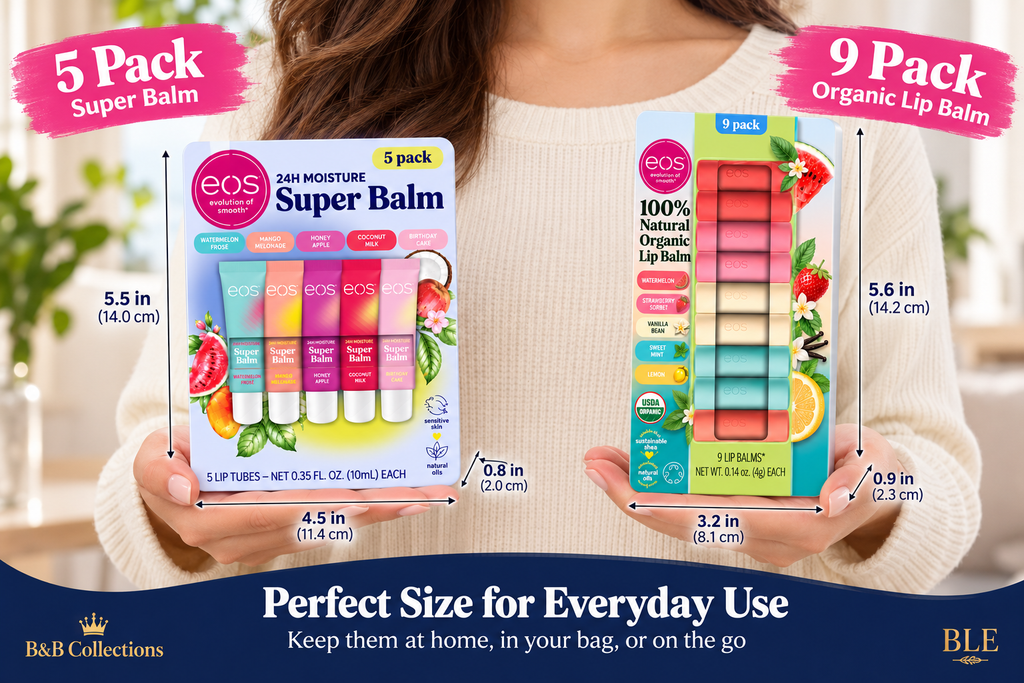 eos Lip Balm Bundle Set, Super Balm 5-Pack & 100% Natural Organic Lip Balm 9-Pack, Assorted Flavors, Moisturizing Lip Care, 14 Total Lip Balms