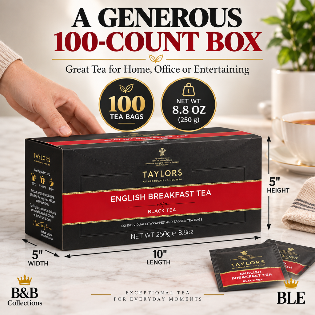 Taylors of Harrogate English Breakfast Tea, Rich & Malty Black Tea, 100 Individually Enveloped Tea Bags, 8.8 oz (250 g)